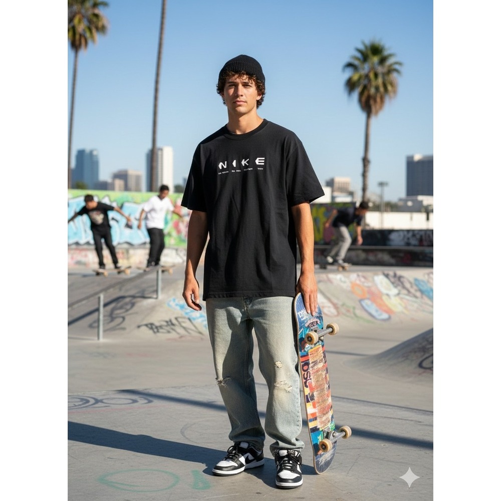 Nike SB Men's Small Black City Info Skate Tee Graphic T Skate Tokyo Streetwear